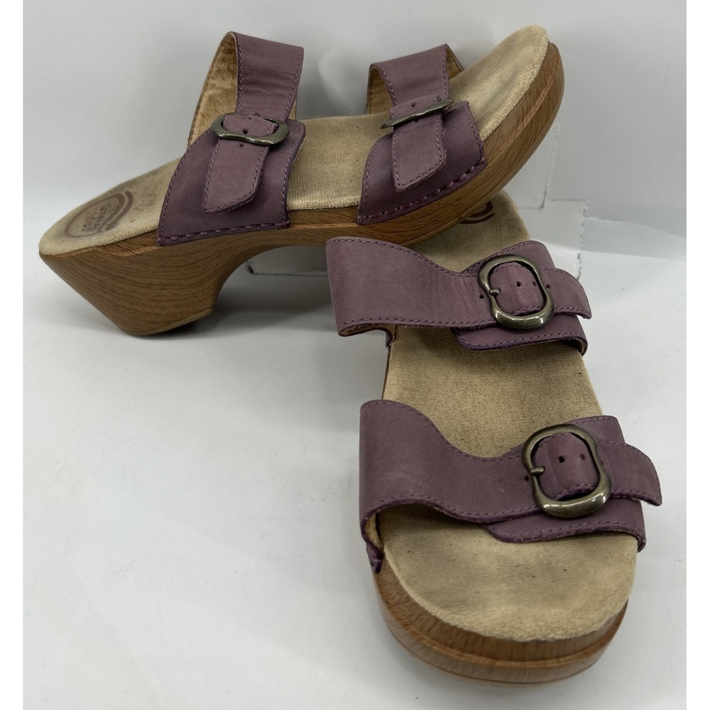 Dansko Sophie Slip On Sandals Leather Adjustable Straps Plum Women's 41 US 11